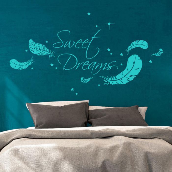 Wandtattoo Sweet Dreams Mit Federn Und Sternen M1759